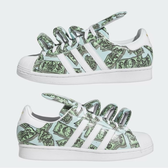JEREMY SCOTT X ADIDAS 👟 MONEY PRINT 💵 SUPERSTAR SHOES NWT - Picture 7 of 9